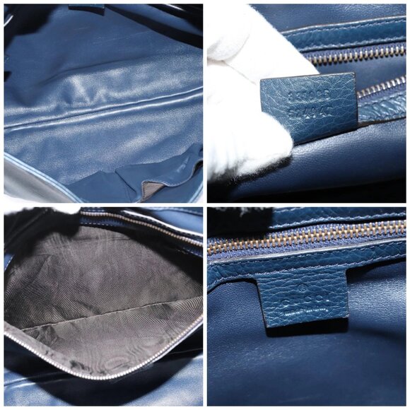 GUCCI Shoulder Bag Leather Blue Gold 338985 Auth 123404 - Picture 15 of 16